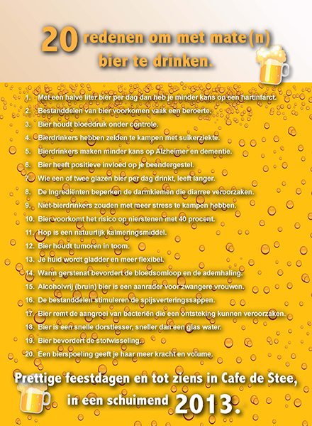 Kerstkaart 2013 - 20 redenen om bier te drinken