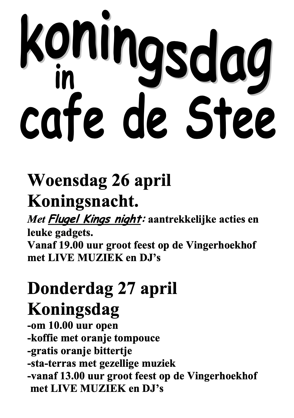 koningsdag cafe de stee