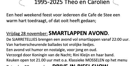 28, 29 & 30 november – Café de Stee bestaat 50 jaar!